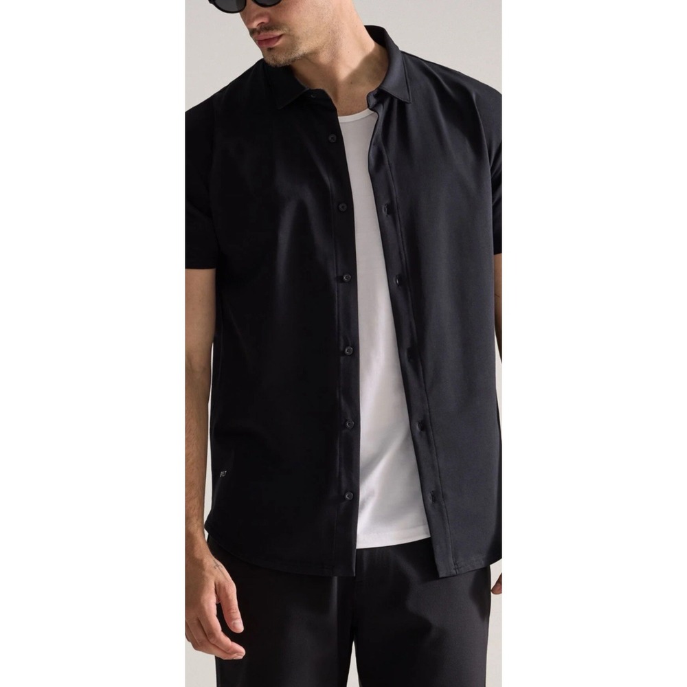 BYLT Executive Fit Black Short Sleeve Button Up Shirt  Large Performance (I1)